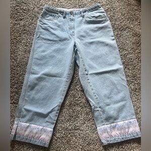 Christopher & Banks Cropped Denim Jeans with Nautical/Beach Themed Trim - Size 4